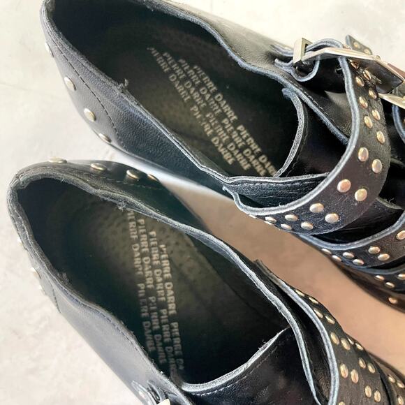 Italian Leather Studded Punk Goth Statement Buckle Oxfords Sz 38 Made in Italy - Picture 2 of 9